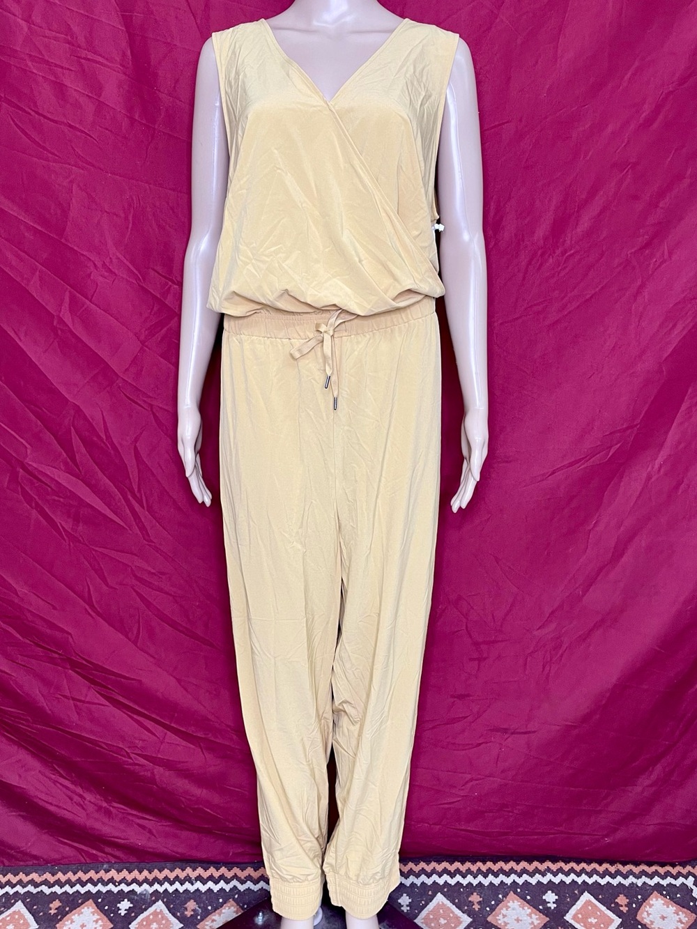 Stylus Sleeveless Deep Plunge Mock Wrap Buttery Soft Jumpsuit XXL NWT